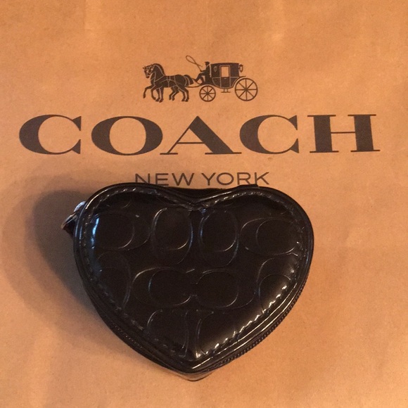 Coach Accessories - Coach heart patent leather zip mirror jewel box